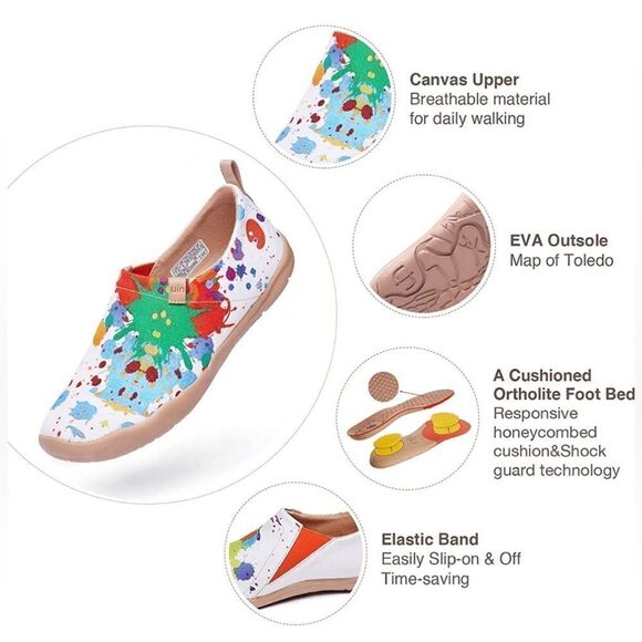 UIN Women's Slip On Sneakers Casual Canvas Comfort Walking Shoes (Hello Colors) - Picture 4 of 6